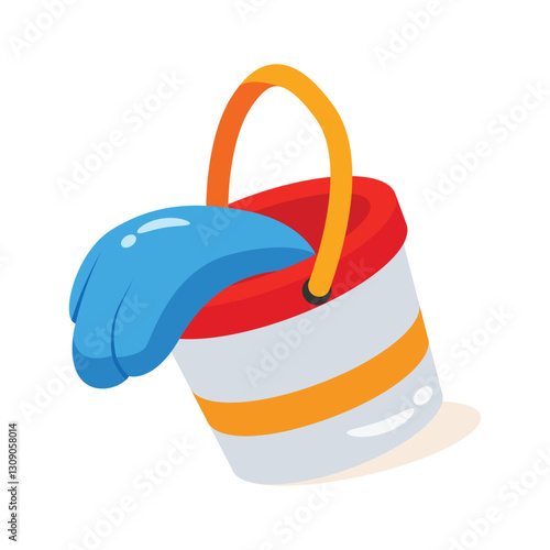 Well crafted 3d style icon showing a spilling water bucket
