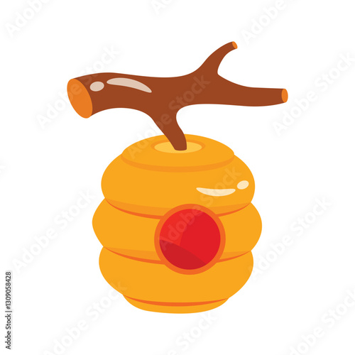 A catchy 3d style icon of hanging beehive