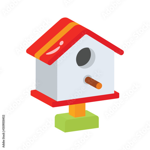 Wooden birdhouse icon designed in 3d style