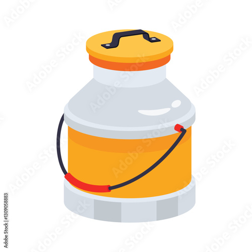 Trendy 3d style icon of milk churn