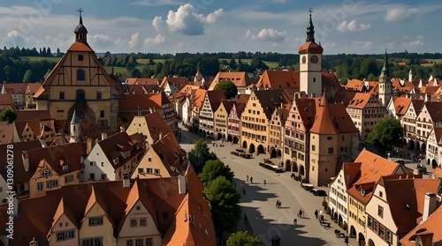 Wallpaper Mural View of the main square from town hall.generative.ai Torontodigital.ca
