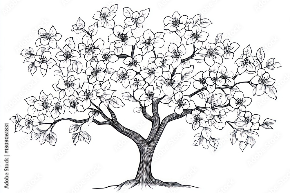Obraz premium Blooming Tree Illustration (17)