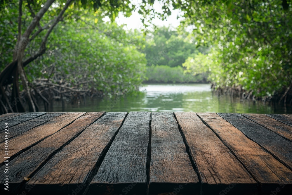 A narrow shot of a rustic wooden table A narrow shot of a rustic wooden table