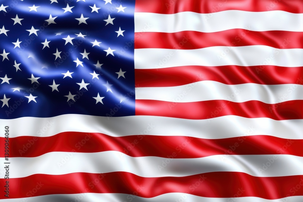Fototapeta premium American flag overlaying digital stock market trading represents the economy