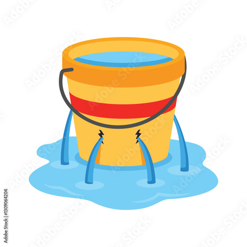 A customizable 3d style icon of leaking bucket