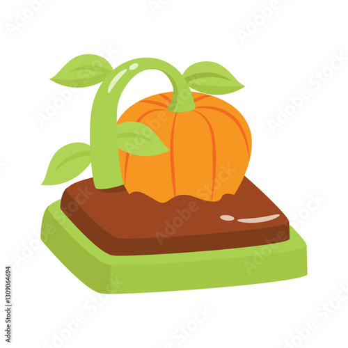 Here is a handy 3d icon of growing pumpkin