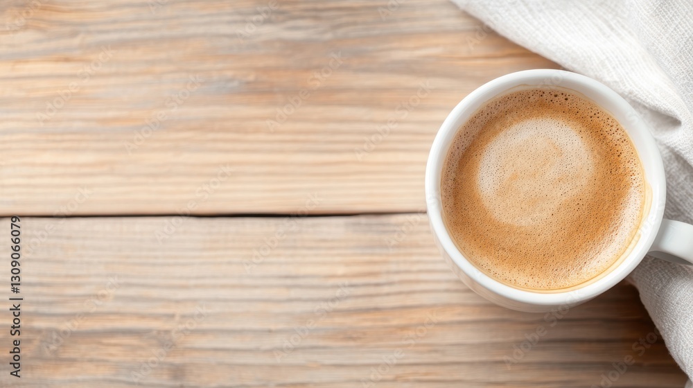 Enjoying a warm cup of coffee on a rustic wooden table Enjoying a warm cup of coffee on a rustic wooden table