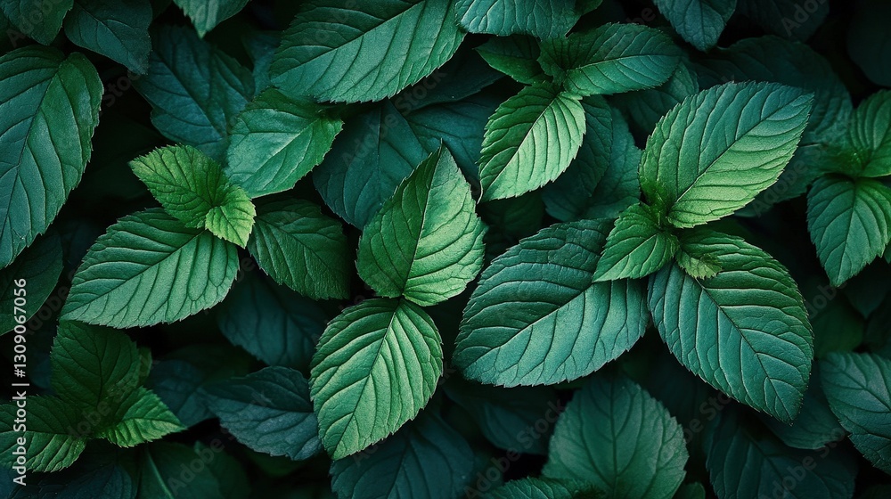 Circular arrangement of dark green leaves overlap elegantly, curling at the edges to create a richly textured mosaic. Their intricate patterns and depth evoke nature's artistry in every detail Circular arrangement of dark green leaves overlap elegantly, curling at the edges to create a richly textured mosaic. Their intricate patterns and depth evoke nature's artistry in every detail