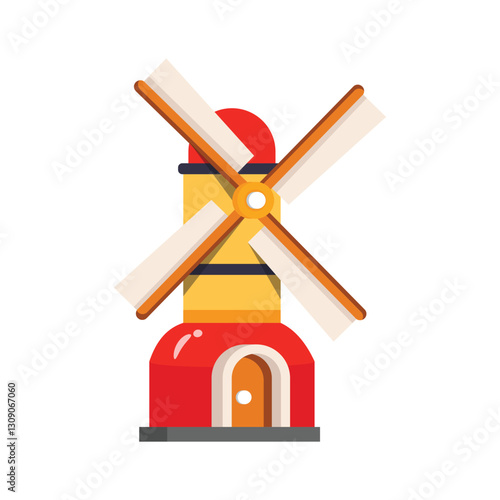 An editable icon of farmhouse windmill in 3d style