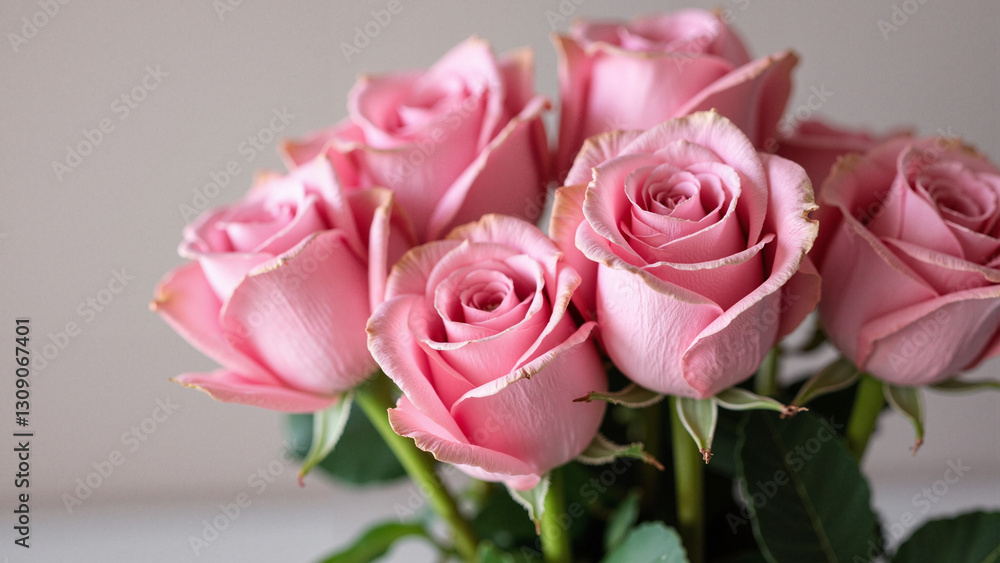Elegant Pink Roses in Glass Vase: Perfect for Wedding Invitations, Greeting Cards, Floral Shop Advertisements, and Beauty Brand Marketing Elegant Pink Roses in Glass Vase: Perfect for Wedding Invitations, Greeting Cards, Floral Shop Advertisements, and Beauty Brand Marketing