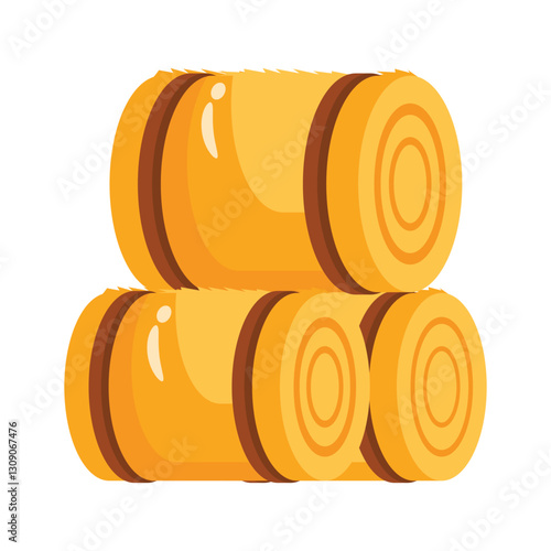 A modern 3d style icon showing hay bales