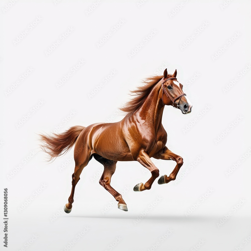 Majestic Brown Horse Running Freely in an Open Space with Grace Majestic Brown Horse Running Freely in an Open Space with Grace
