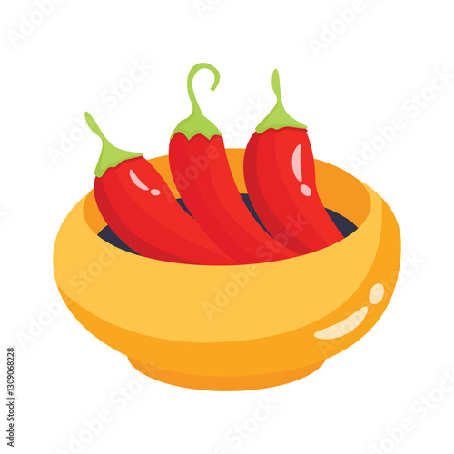 3d icon showing a bowl filled with red chilies