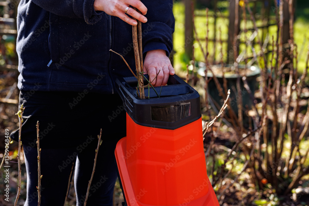 electric garden grinder, shredder for mulch and compost