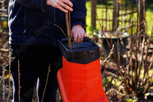 Obraz na płótnie electric garden grinder, shredder for mulch and compost w salonie