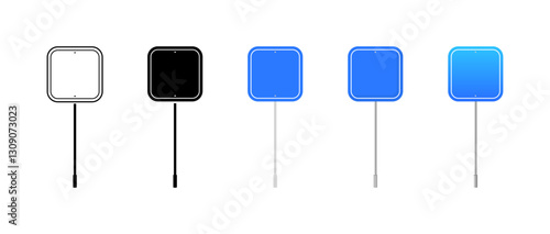 Blank road sign icons in various colors and styles. Vector icon
