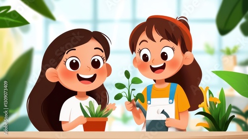 Excitement blooms as teacher and student nurture plants in garden play