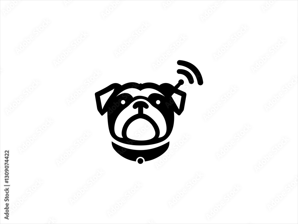 Fototapeta premium Simple black and white Bulldog logo design.
