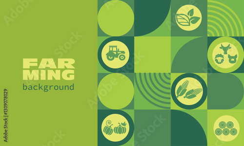 Natural banner design featuring agricultural icons of farm products.