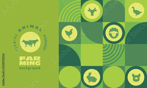 Natural banner design featuring agricultural icons of farm products.