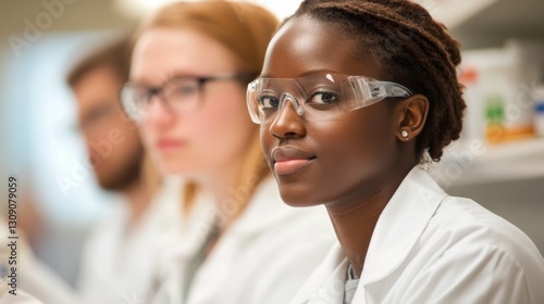 Focused Female Scientist in a Lab Setting