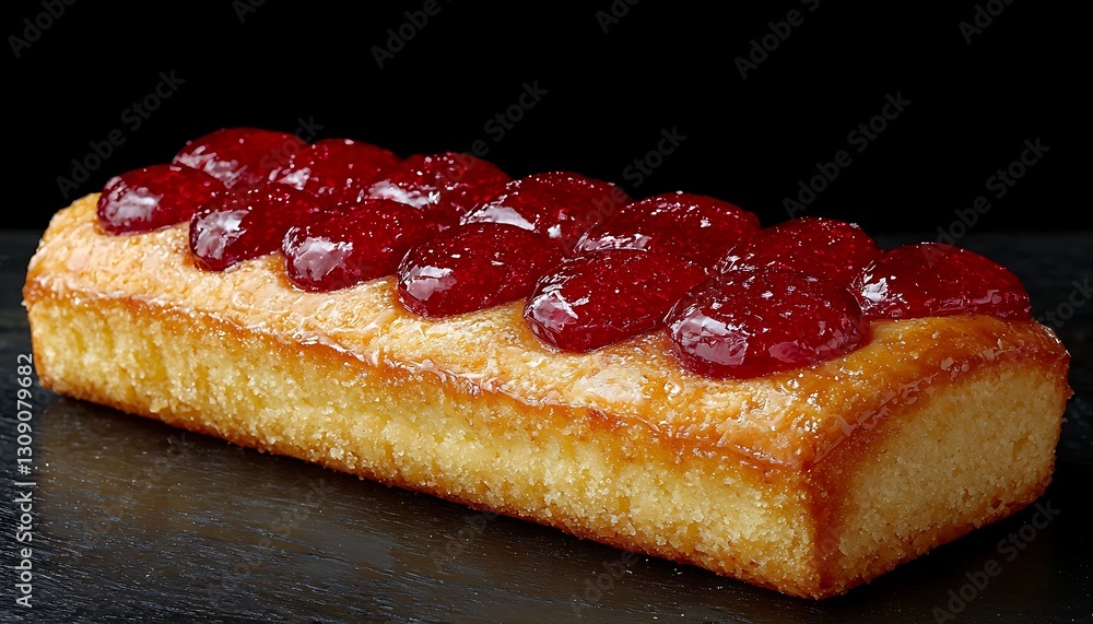 Strawberry cake on slate against black Strawberry cake on slate against black