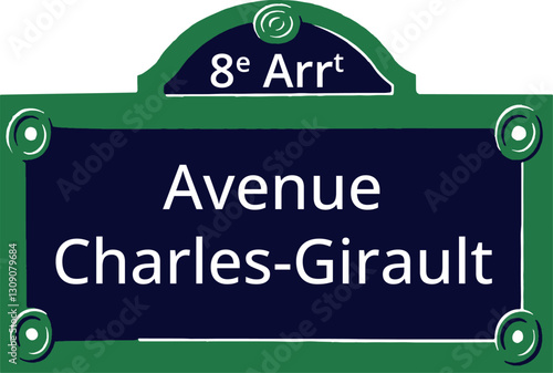 8e Arrt, Elegant Parisian Street Sign