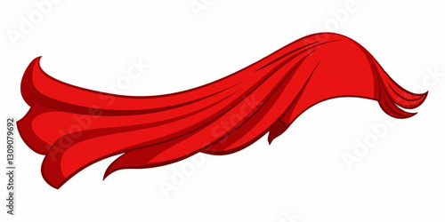 Elegant Red Veil Textile – Flowing Fabric Isolated on White Background.