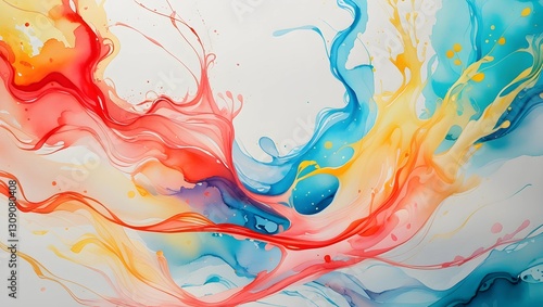 Abstract Watercolor Splash Background, Bright and Artistic, Soft Flowing Patterns
