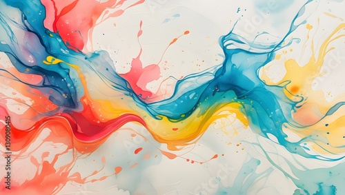Abstract Watercolor Splash Background, Bright and Artistic, Soft Flowing Patterns