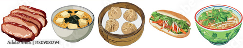 Delicious Asian Cuisine Dishes