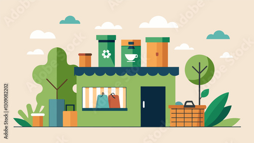 A haven for ecoconscious shoppers these container shops offer a guiltfree way to indulge in unique and affordable finds.. Vector illustration