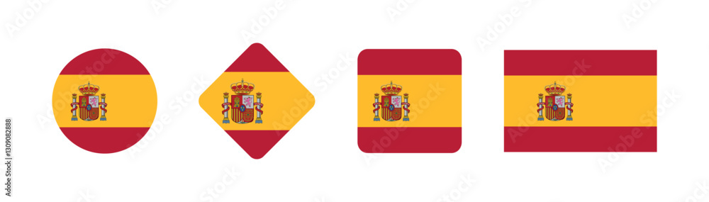 Fototapeta premium Vector Spain National Flag icon collection. Flag set of Spain various styles.