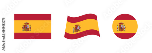 Vector Spain National Flag icon collection. Flag set of Spain various styles.