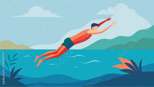 Dive into the sea. Vector illustration