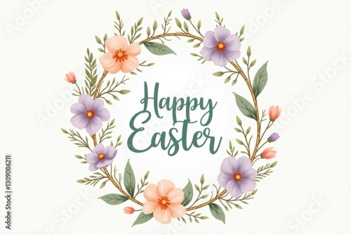 Beautiful floral wreath celebrating Easter holiday