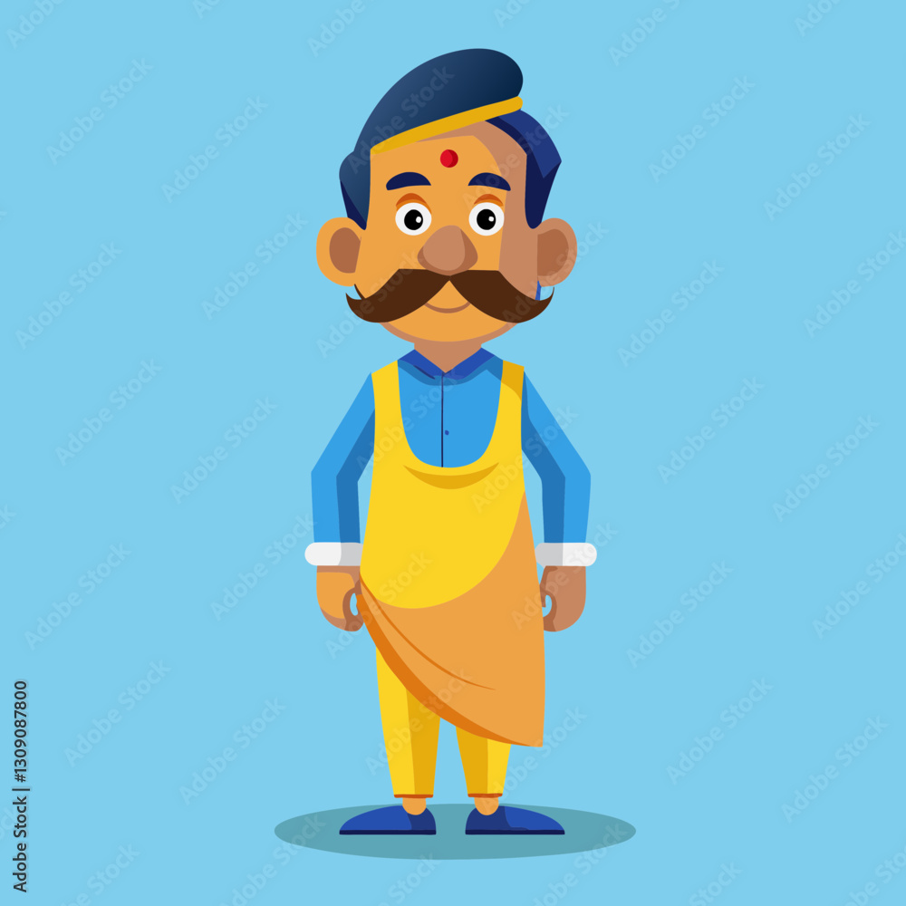 Friendly Indian shopkeeper cartoon illustration Friendly Indian shopkeeper cartoon illustration