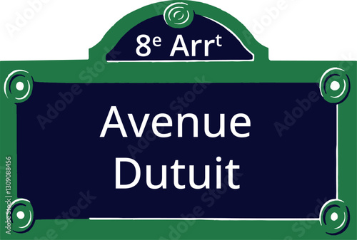 8e Arrt, Elegant Parisian Street Sign