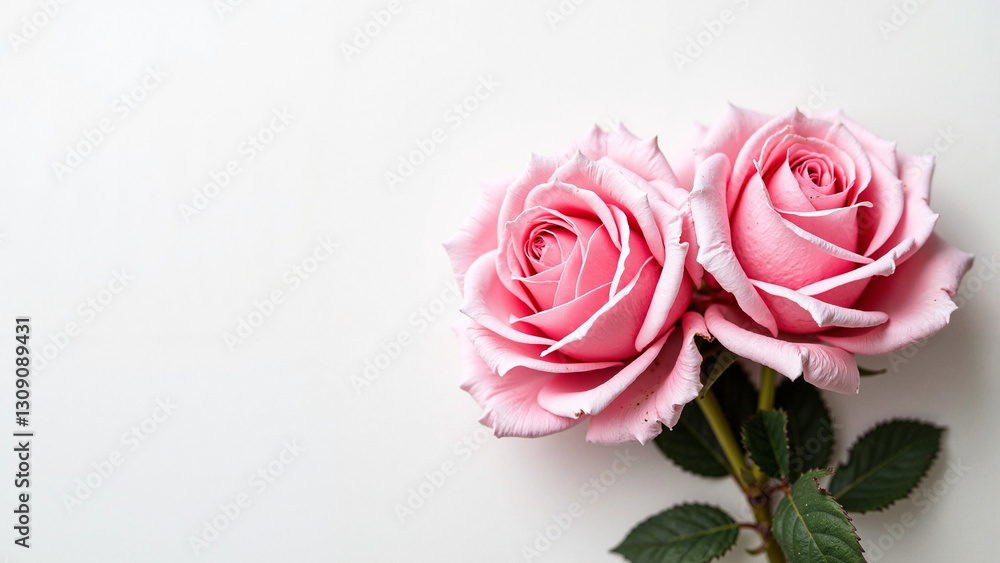 Elegant Pink Roses on White Background: Perfect for Wedding Invitations, Beauty Product Marketing, or Luxury Floral Advertisements Elegant Pink Roses on White Background: Perfect for Wedding Invitations, Beauty Product Marketing, or Luxury Floral Advertisements