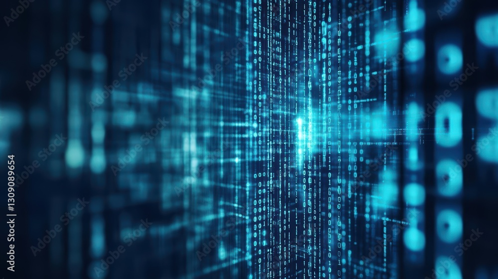 Fototapeta premium Intricate Dark Blue Background Filled with Repetitive Binary Code Creating a Futuristic and High-Tech Atmosphere for Digital Innovation and Technology