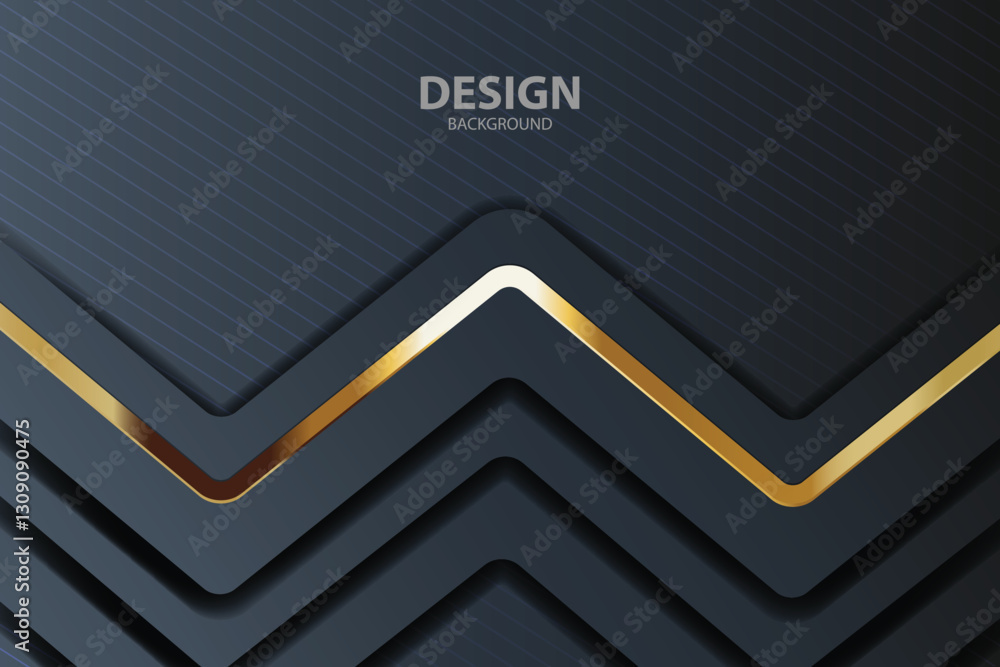 Abstract gold-lined dark gray zigzags on striped background Abstract gold-lined dark gray zigzags on striped background