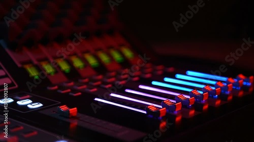 Close up of an bluring audio board.