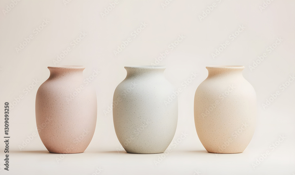 Artistic display of minimalist ceramic vases studio setting photography neutral tones close-up aesthetic appeal Artistic display of minimalist ceramic vases studio setting photography neutral tones close-up aesthetic appeal