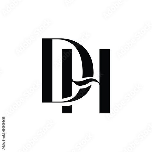 DH monogram logo design letter text name symbol monochrome logotype alphabet character simple logo