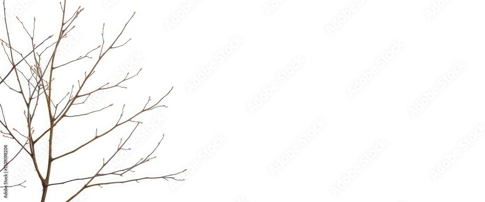 Fototapeta premium Delicate, bare branches isolated against a pure white backdrop, branches, nature