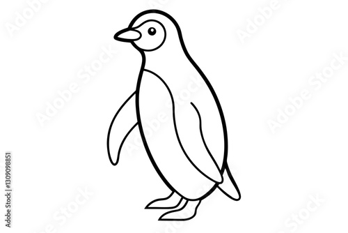 Penguin waddling minimalist line art