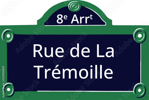 8e Arrt, Elegant Parisian Street Sign