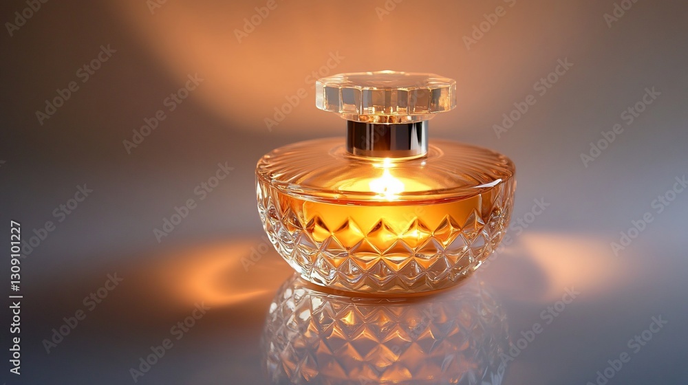 Elegant Amber Perfume Bottle in Soft Lighting: A Luxurious Fragrance Display Elegant Amber Perfume Bottle in Soft Lighting: A Luxurious Fragrance Display