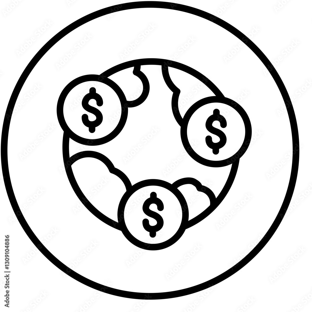 Vector Design Global Business Icon Style Vector Design Global Business Icon Style