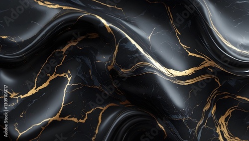 Luxury Black and Gold Marble Texture, Highly Detailed, Premium Aesthetic
